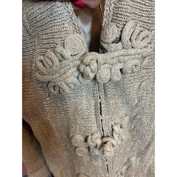 Coldwater Creek Brown Knotted Satin Lined Hook and Loop Cardigan Sweater - Picture 5 of 10